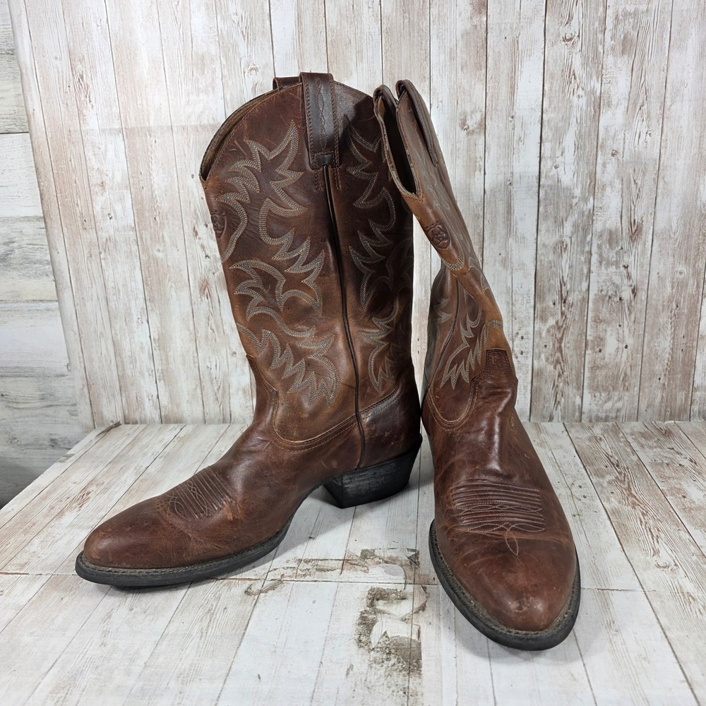 Ariat Heritage Western Mens Brown Leather Cowboy Boots 34732 Round Toe Size 13 D - Picture 7 of 8
